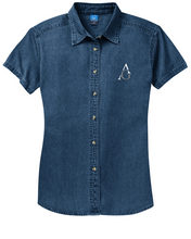 Load image into Gallery viewer, Albert Gallatin Port & Company Ladies Short Sleeve Value Denim Shirt