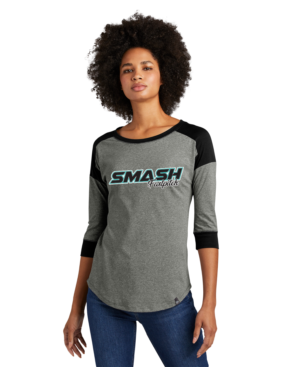 SMASH - New Era Ladies Heritage Blend 3/4-Sleeve Baseball Raglan Tee