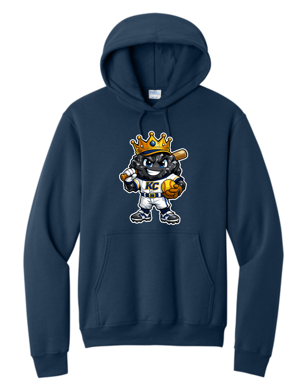 King Coal Softball Mascot - Port & Co Core Fleece Pullover Hooded Sweatshirt