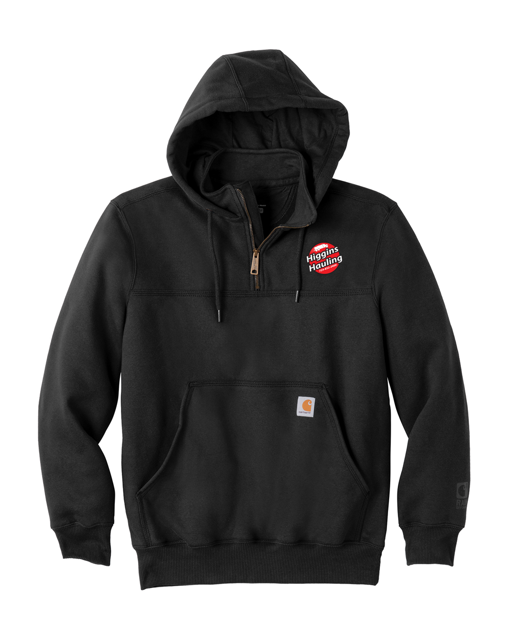 Higgins Hauling Carhartt Rain Defender Paxton Heavyweight Hooded Zip Mock Sweatshirt