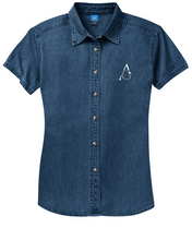 Load image into Gallery viewer, Albert Gallatin Port &amp; Company Ladies Short Sleeve Value Denim Shirt
